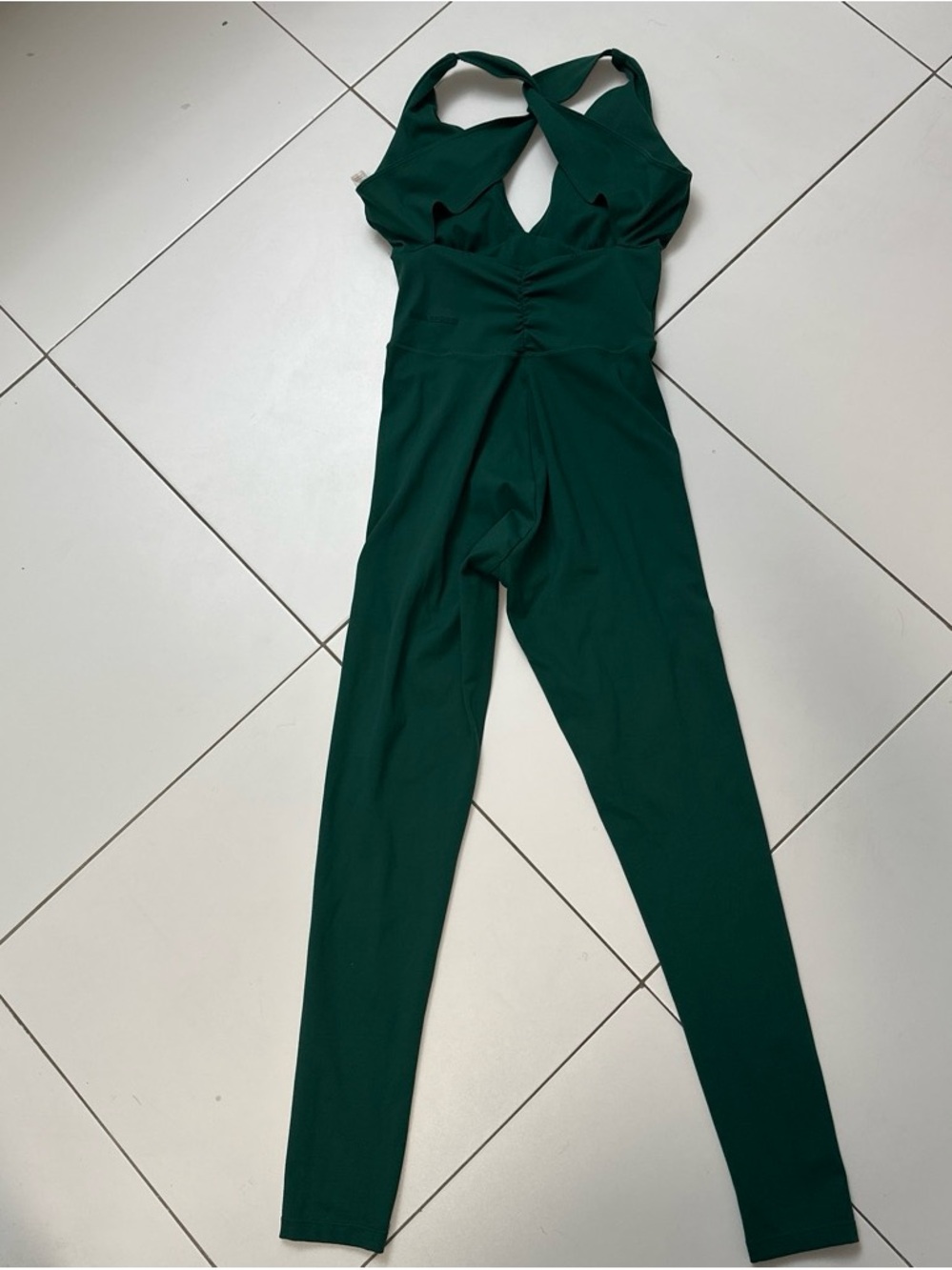 Sleeveless Emerald Green Cross-Back Jumpsuit